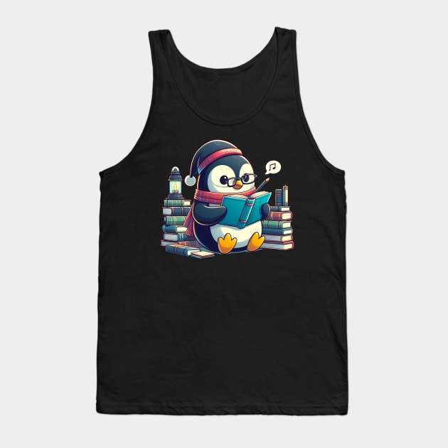 Penguin Reading Read Reading Librarian Book Tank Top by ttao4164